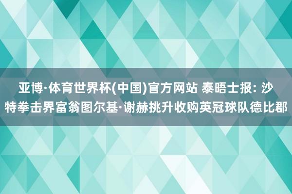 亚博·体育世界杯(中国)官方网站 泰晤士报: 沙特拳击界富翁图尔基·谢赫挑升收购英冠球队德比郡