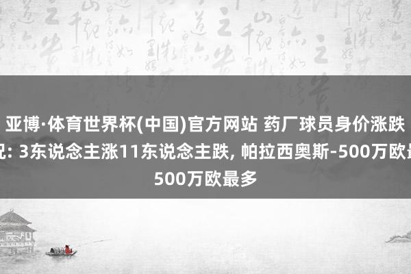 亚博·体育世界杯(中国)官方网站 药厂球员身价涨跌情况: 3东说念主涨11东说念主跌, 帕拉西奥斯-500万欧最多