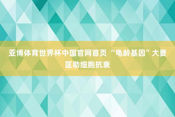 亚博体育世界杯中国官网首页 “龟龄基因”大要匡助细胞抗衰
