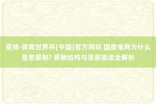亚博·体育世界杯(中国)官方网站 国度电网为什么是密薪制? 薪酬结构与涨薪旅途全解析