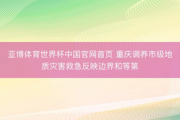 亚博体育世界杯中国官网首页 重庆调养市级地质灾害救急反映边界和等第