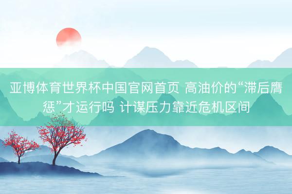 亚博体育世界杯中国官网首页 高油价的“滞后膺惩”才运行吗 计谋压力靠近危机区间